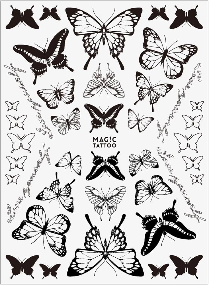 蝶,2週間で消えるタトゥー,ヘナタトゥー,ジャグアタトゥー Amazon.co.jp: 【2枚セット】No.026_Butterfly/蝶,2週間で消える